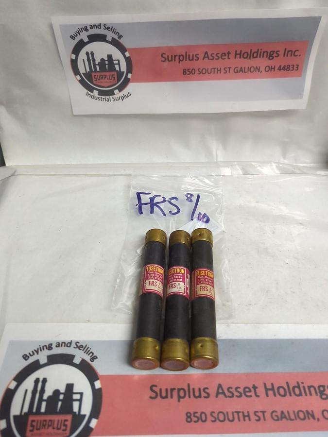 Used COOPER BUSSMANN,FRS-8/10,FUSETRON 8/10 AMP FUSE LOT OF 3 PRE-OWNED