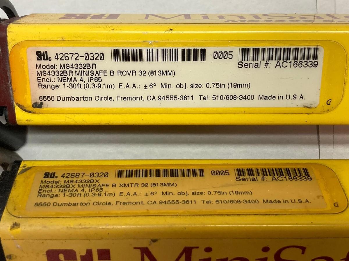 Used STI,MS4332BR Receiver/MS4332BX Emitter, Safety Light Curtain