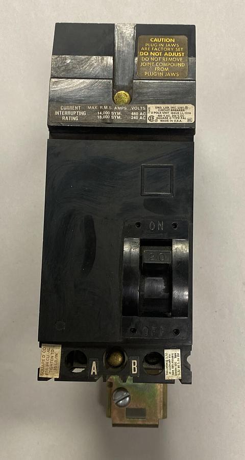 SQUARE D,FA24020AB,I-LINE CIRCUIT BREAKER 20A 480V NOS