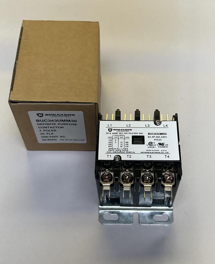 BREAKERS UNLIMITED,BUC343UMM30,DEFINITE PURPOSE CONTACTOR NOS