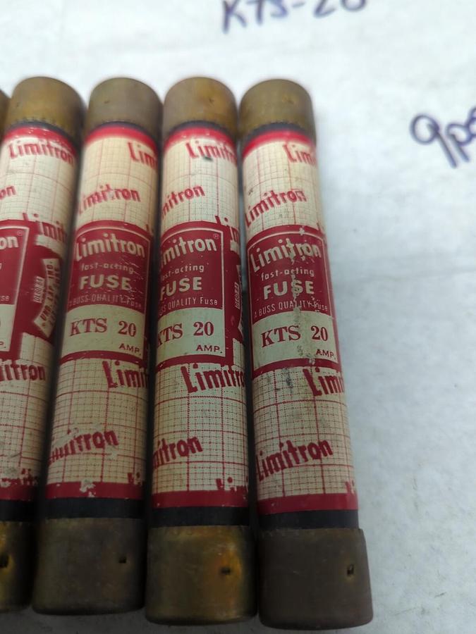 Used COOPER BUSSMANN,KTS-20,LIMITRON 20 AMP FUSE LOT OF 9 PRE-OWNED