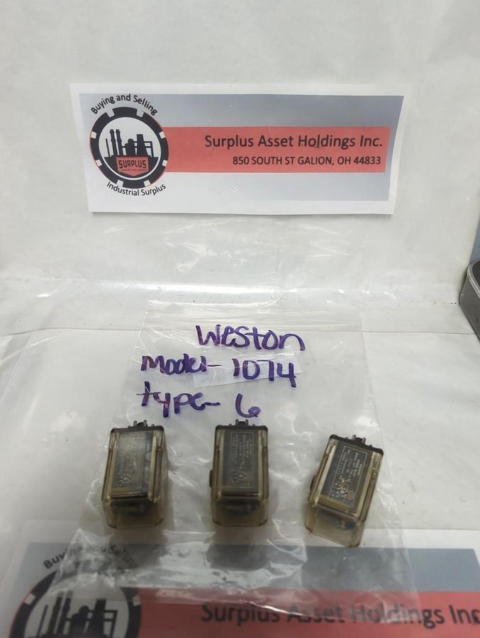 Used WESTON,1074-6,PLUG IN RELAY 8-PIN 6V LOT OF 3 PRE-OWNED