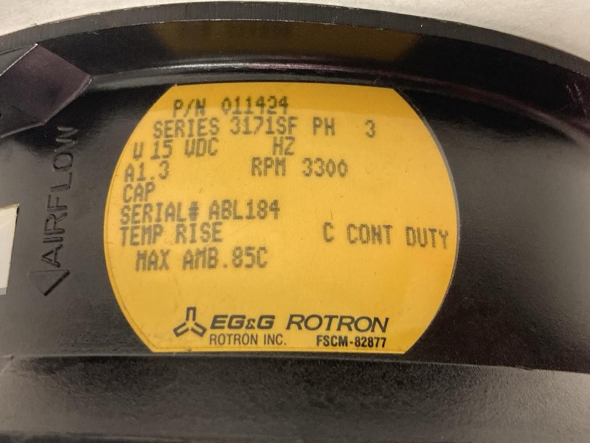 Used EG&G Rotron,011424/3171SF,3-Phase Saucer Fan 1.3A 3300RPM