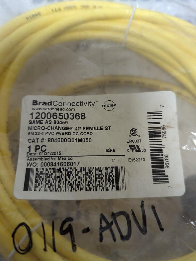 BRAD CONNECTIVITY,1200650368,MICR0-CHANGE CORDSET 4P FEMALE ST NOS