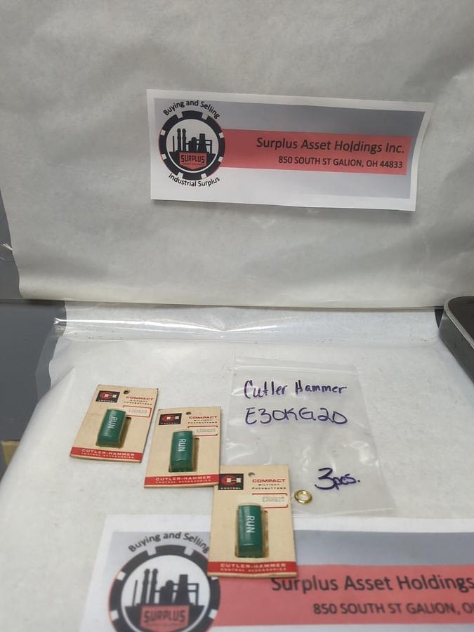 CUTLER-HAMMER,E30KG20,RUN PILOT LIGHT LENS GREEN LOT OF 3 NOS