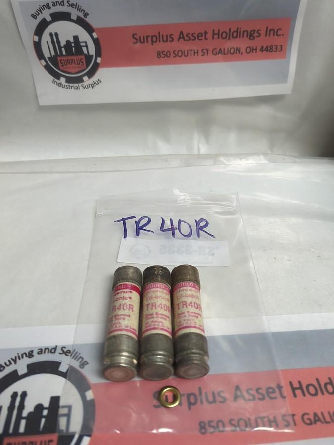 Used GOULD SHAWMUT,TR-40R,TRI-ONIC 40 AMP FUSE LOT OF 3 PRE-OWNED