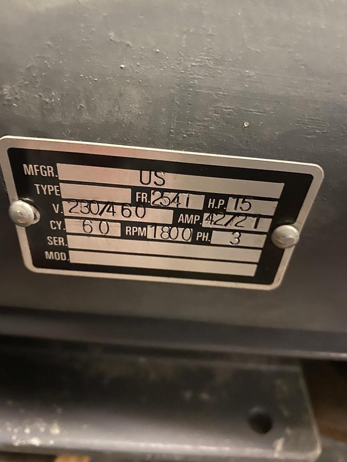 Used US MOTORS,254T,15HP MOTOR 1800RPM 230/460V FRAME 254T