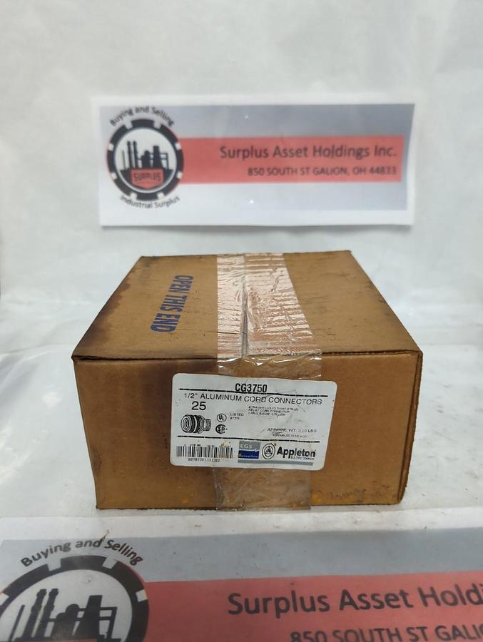 APPLETON,CG3750,ALUMMINUM CORD 1/2 INCH CONNECTORS BOX OF 25 NOS