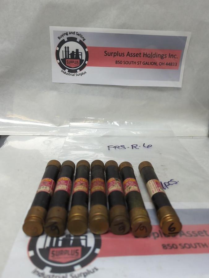 Used COOPER BUSSMAN,FRS-R-6,FUSETRON 6 AMP FUSE LOT OF 7 PRE-OWNED