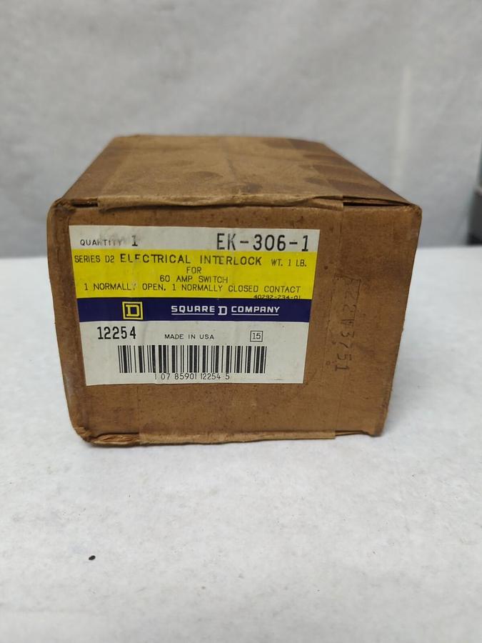 SQUARE D,EK-306-1,ELECTRICAL INTERLOCK FOR 60 AMP SWITCH 12254 NEW