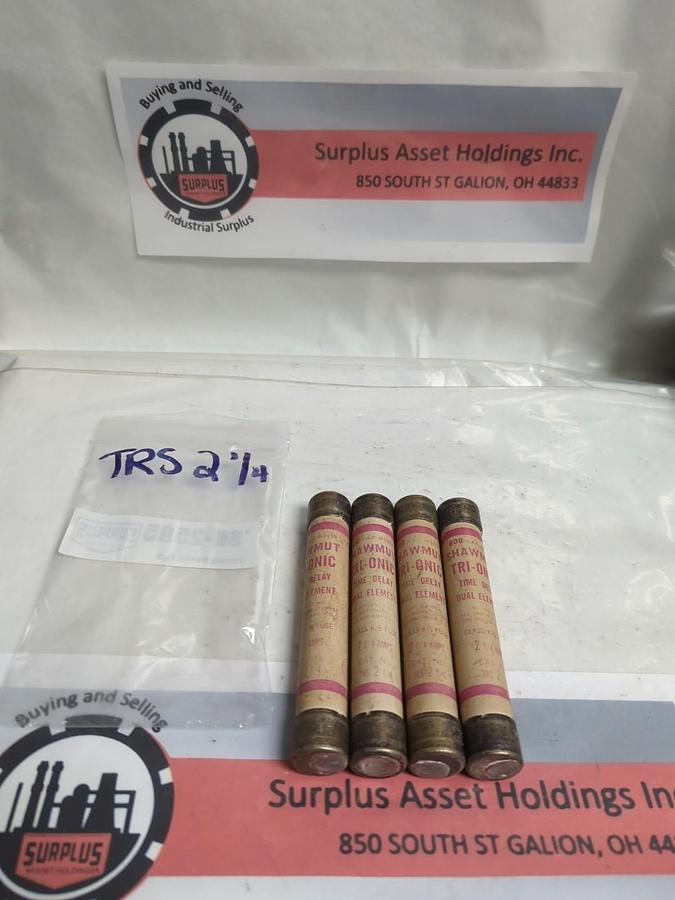 Used GOULD SHAWMUT,TRS2-1/4,TRI-ONIC 2-1/4 AMP FUSE LOT OF 4 PRE-OWNED