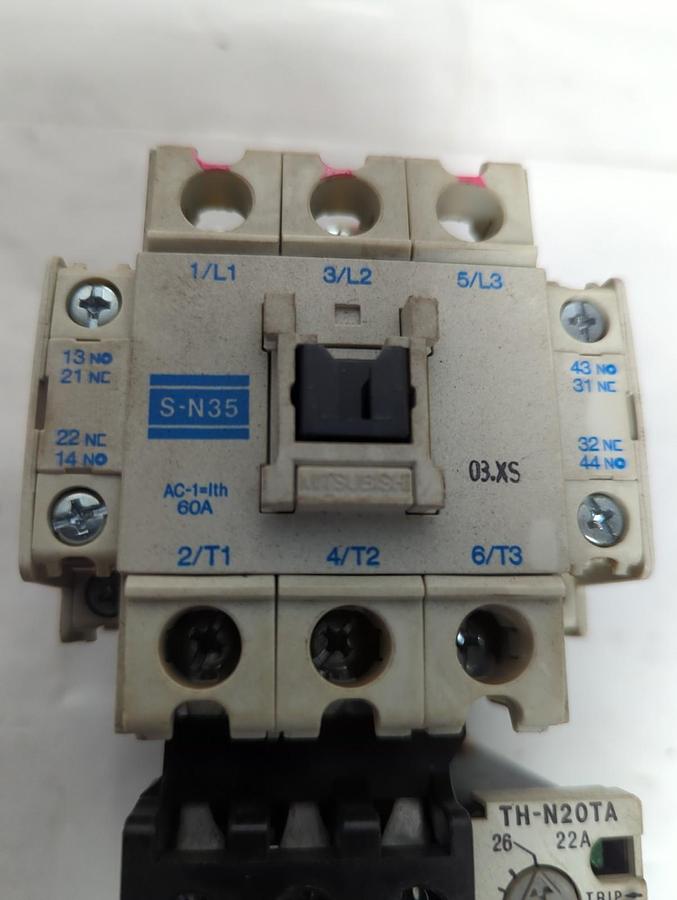 Used MITSUBISHI,S-N35,CONTACTOR WITH THERMAL OVERLOAD RELAY PRE-OWNED