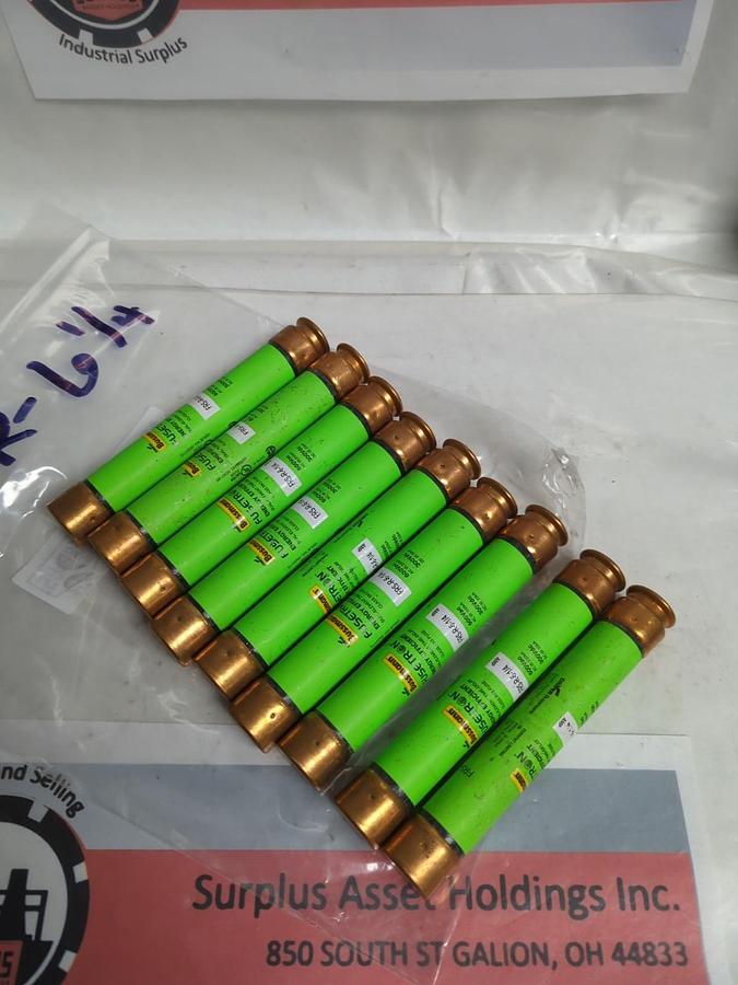 Used COOPER BUSSMANN,FRS-R-6-1/4,FUSETRON 6-1/4 AMP FUSE LOT OF 9 PRE-OWNED