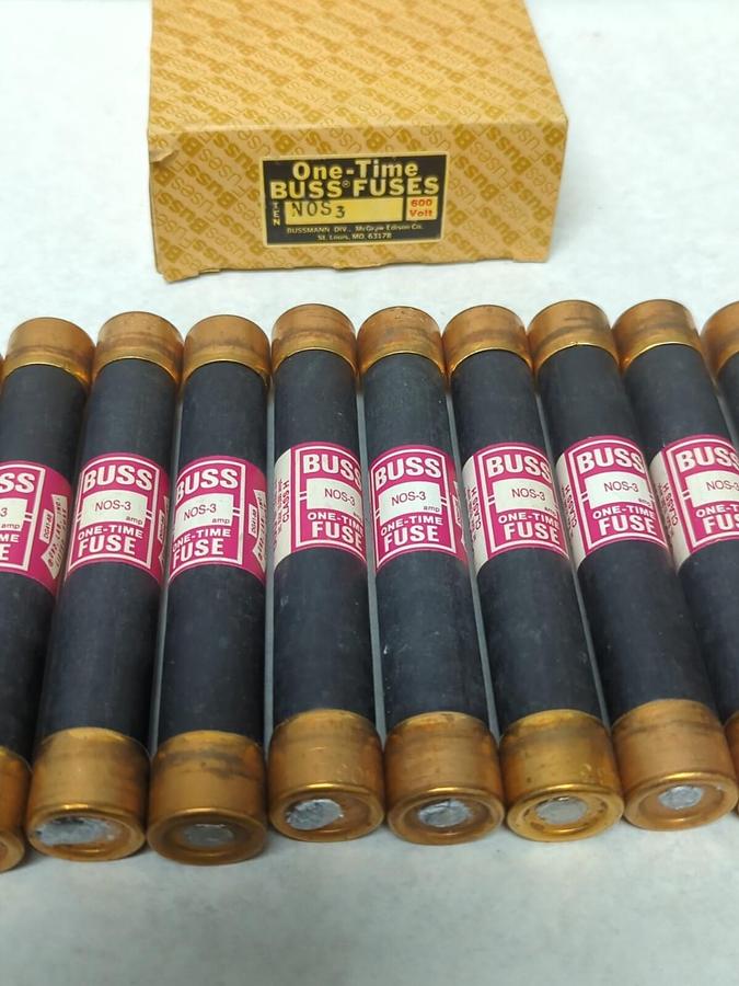 COOPER BUSSMANN,NOS-3,ONE-TIME 3 AMP FUSES BOX OF 10 NOS