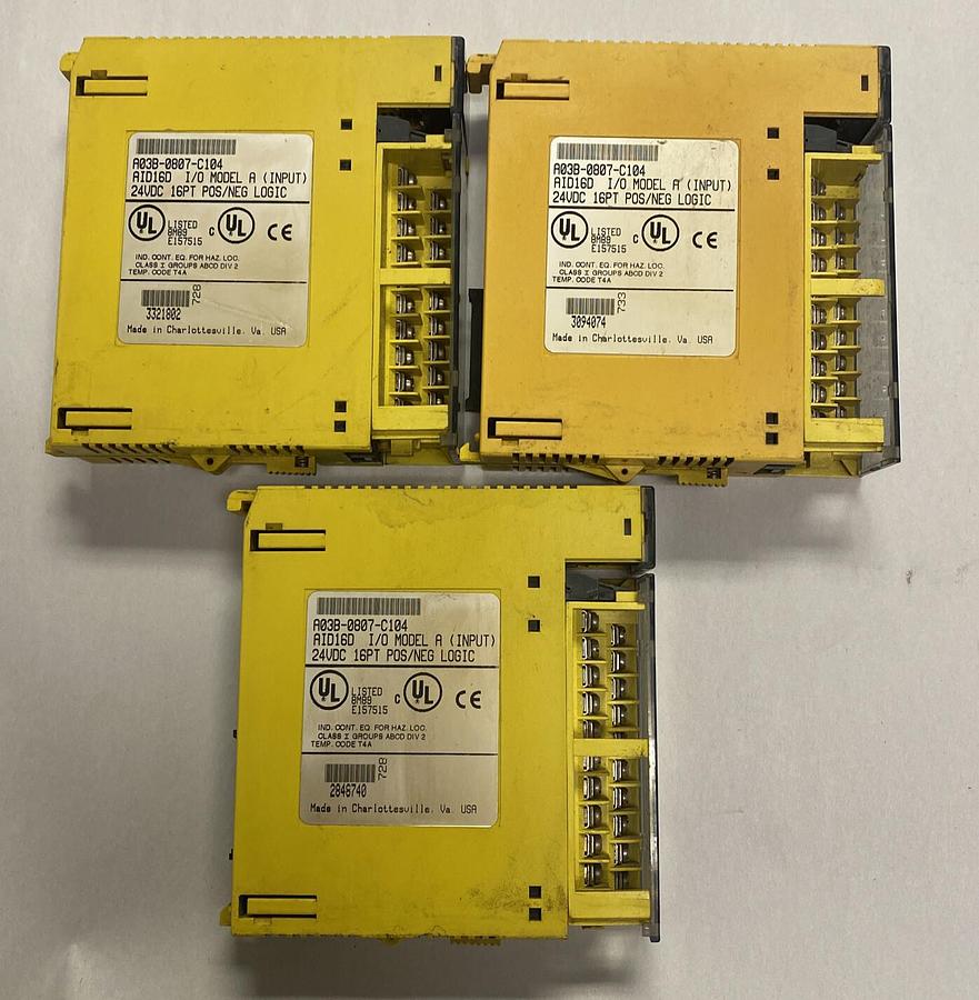 Used GE FANUC,A03B-0807-C104 AID16D, INPUT OUTPUT MODULE LOT OF 3