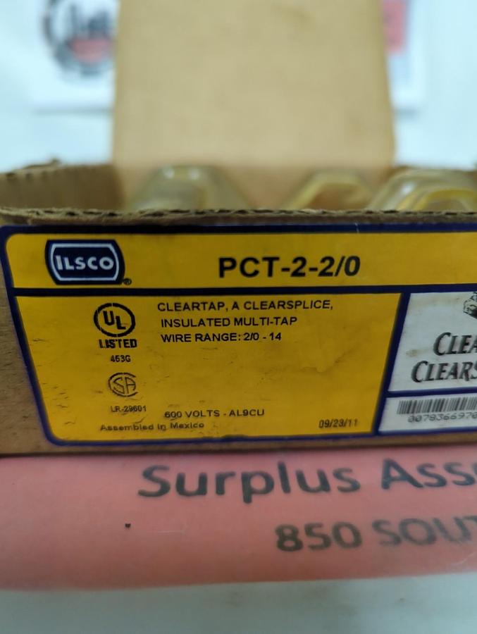 ILSCO,PCT-2-2/0,CLEAR TAP INSULATED CONNECTOR 2/0-14 WIRE RANGE LOT O F3 NOS