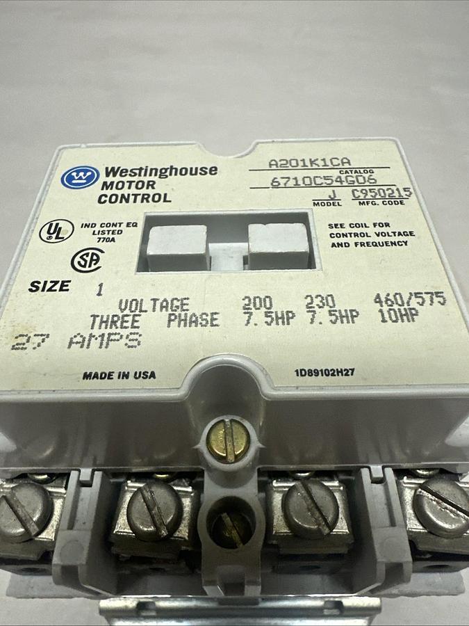Used Westinghouse,A201K1CA,Size 1 Motor Control