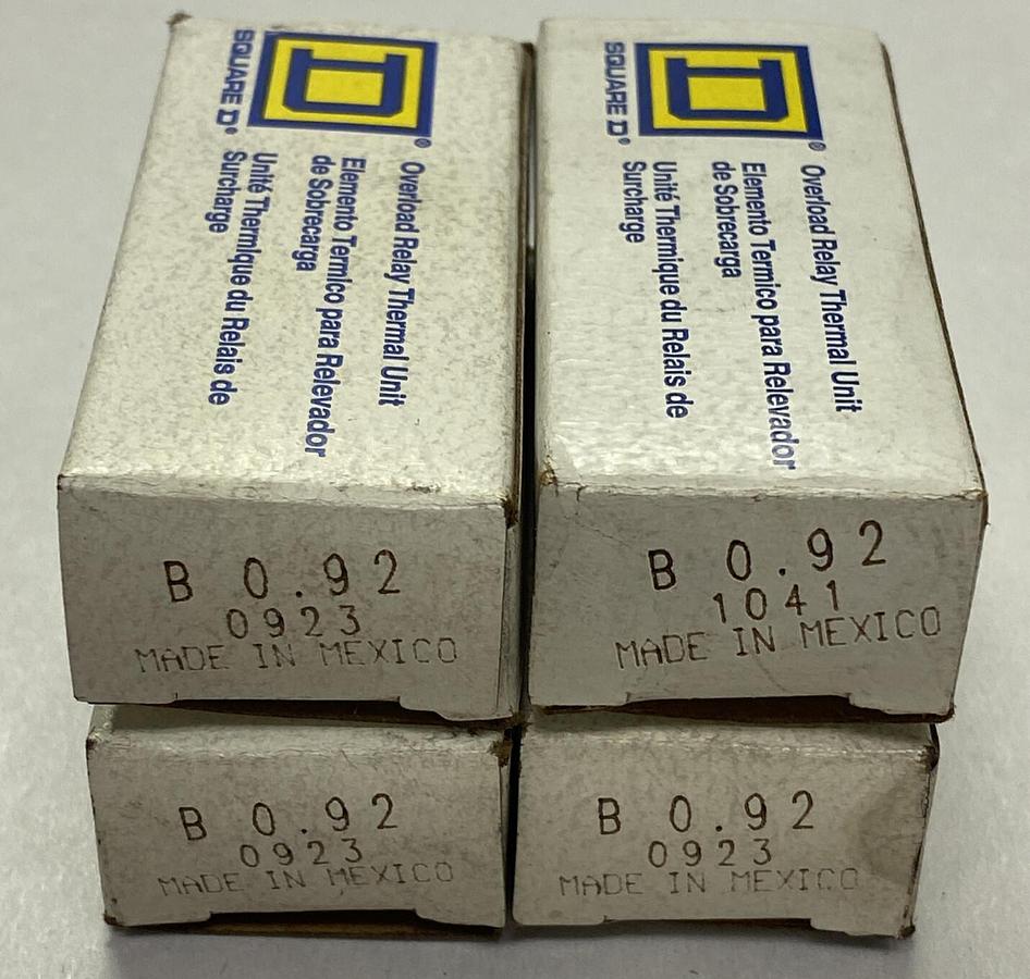 SQUARE D,B0.92,OVERLOAD HEATER ELEMENT LOT OF 4 NEW