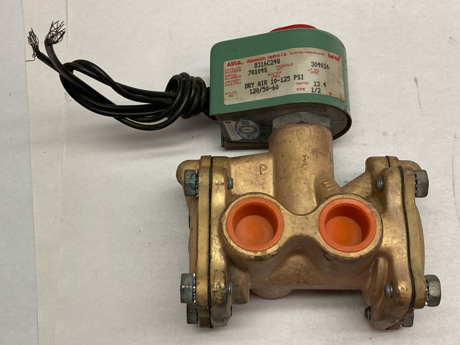 Used Asco,8316C240,Solenoid Valve 13.4W 10-125PSI 120V 50-60Hz