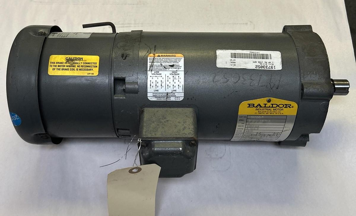 Used BALDOR,VBM3546T,BRAKE MOTOR 1HP 1725RPM 230/460V 3PH 143TC FRAME