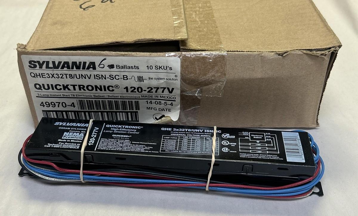 SYLVANIA,49970-4,3-LAMP INSTANT START BALLAST LOY OF 6 NOS