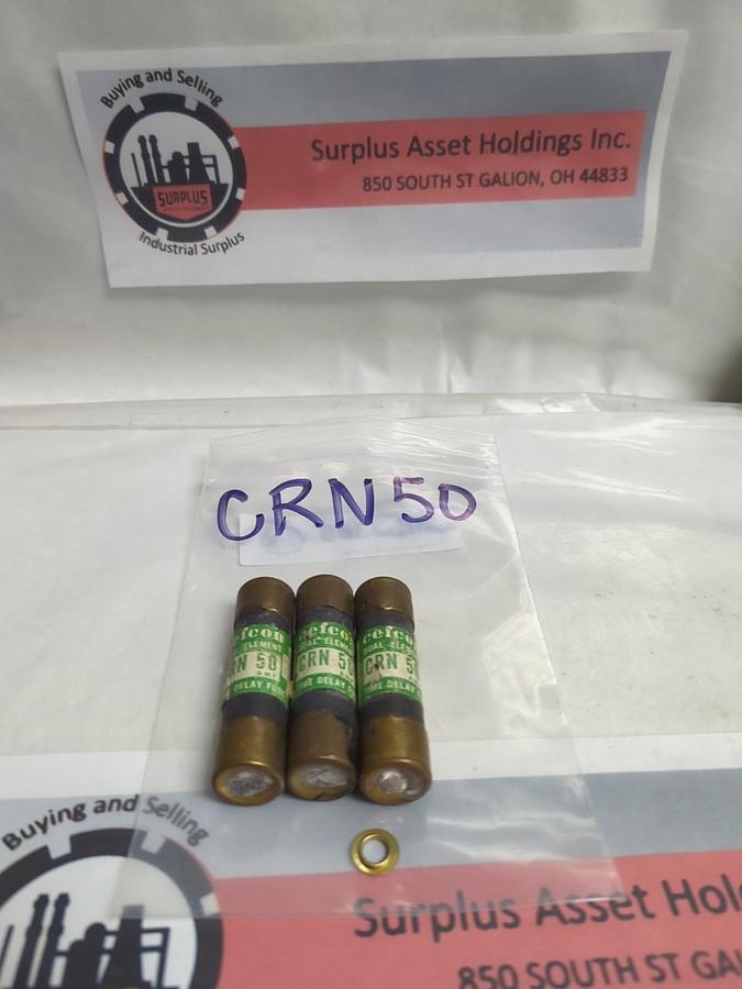 Used CEFCON,CRN-50,DUAL ELEMENT 50 AMP FUSE LOT OF 3 PRE-OWNED