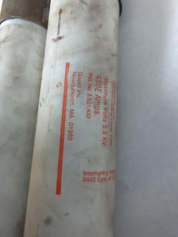 Used GOULD SHAWMUT,A550X45E-1,DOUBLE BARREL 450E AMP POWER FUSE PRE-OWNED