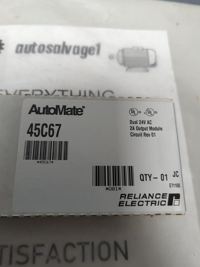 RELIANCE ELECTRIC,45C67,AUTOMATE 2A OUTPUT MODULE DUAL 24V CIRCUIT REV 01 SEALED