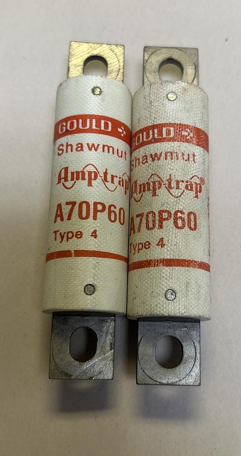 Used GOULD SHAWMUT,A70P60,FUSE 60A 700V LOT OF 2