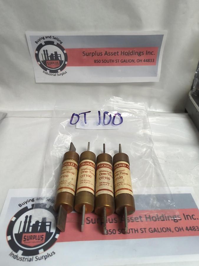 Used GOULD SHAWMUT,OT100,ONE-TIME 100 AMP FUSE LOT OF 4 PRE-OWNED