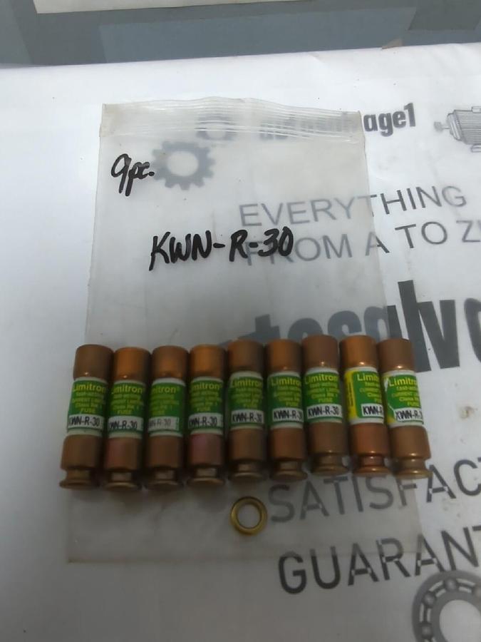 COOPER BUSSMANN,KWN-R-30,30 AMP LIMITRON FUSE LOT OF 9 NOS