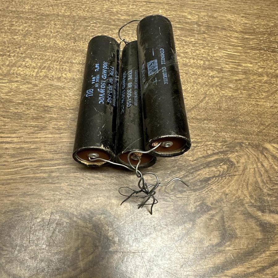 Used Cornell Dubilier,BR300-150,Capacitor 300 MFD 150 WVDC LOT of 3