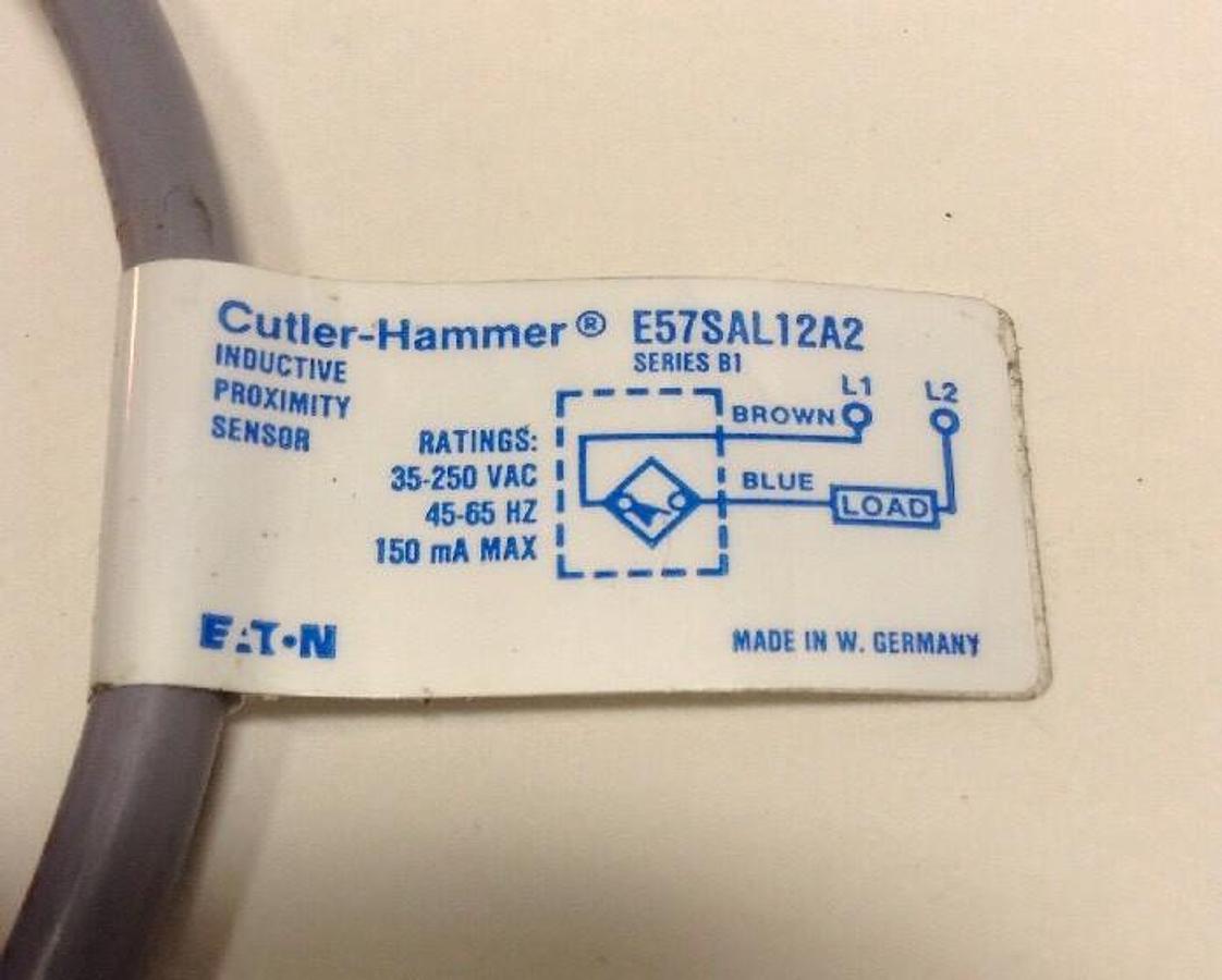 Used Cutler-Hammer,E57SAL12A2,Tubular Inductive Proximity Sensor Series B1 Wiring