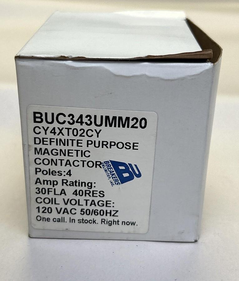 BREAKERS UNLIMITED,BUC343UMM20,DEFINITE PURPOSE CONTACTOR NOS