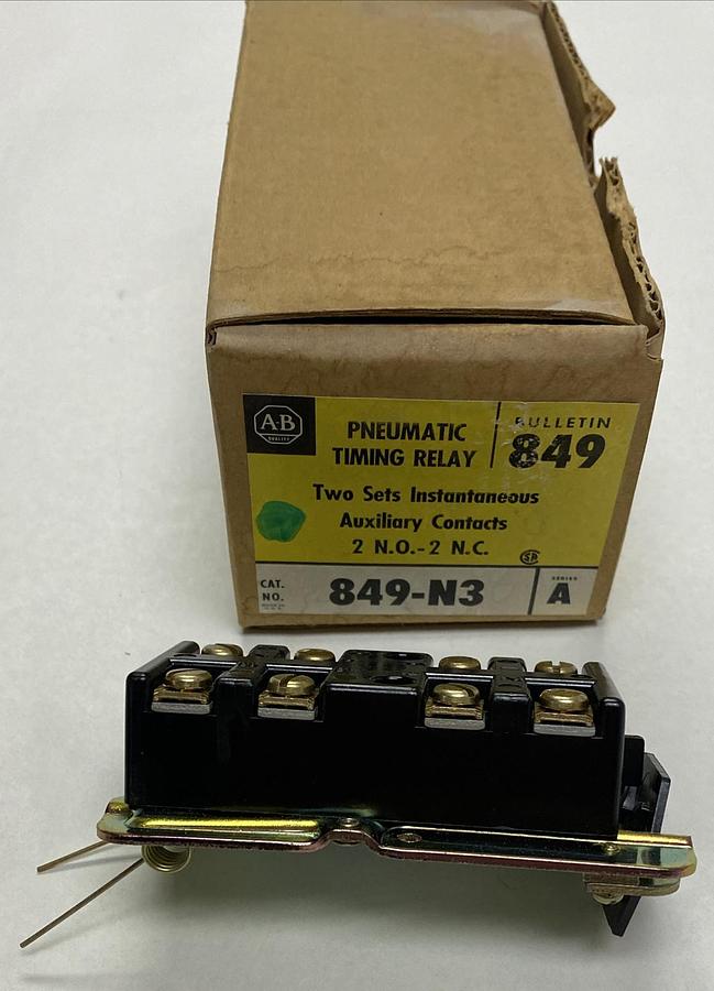 Used ALLEN BRADLEY,849-N3,SER A PNEUMATIC TIMING RELAY AUXILIARY CONTACT NEW