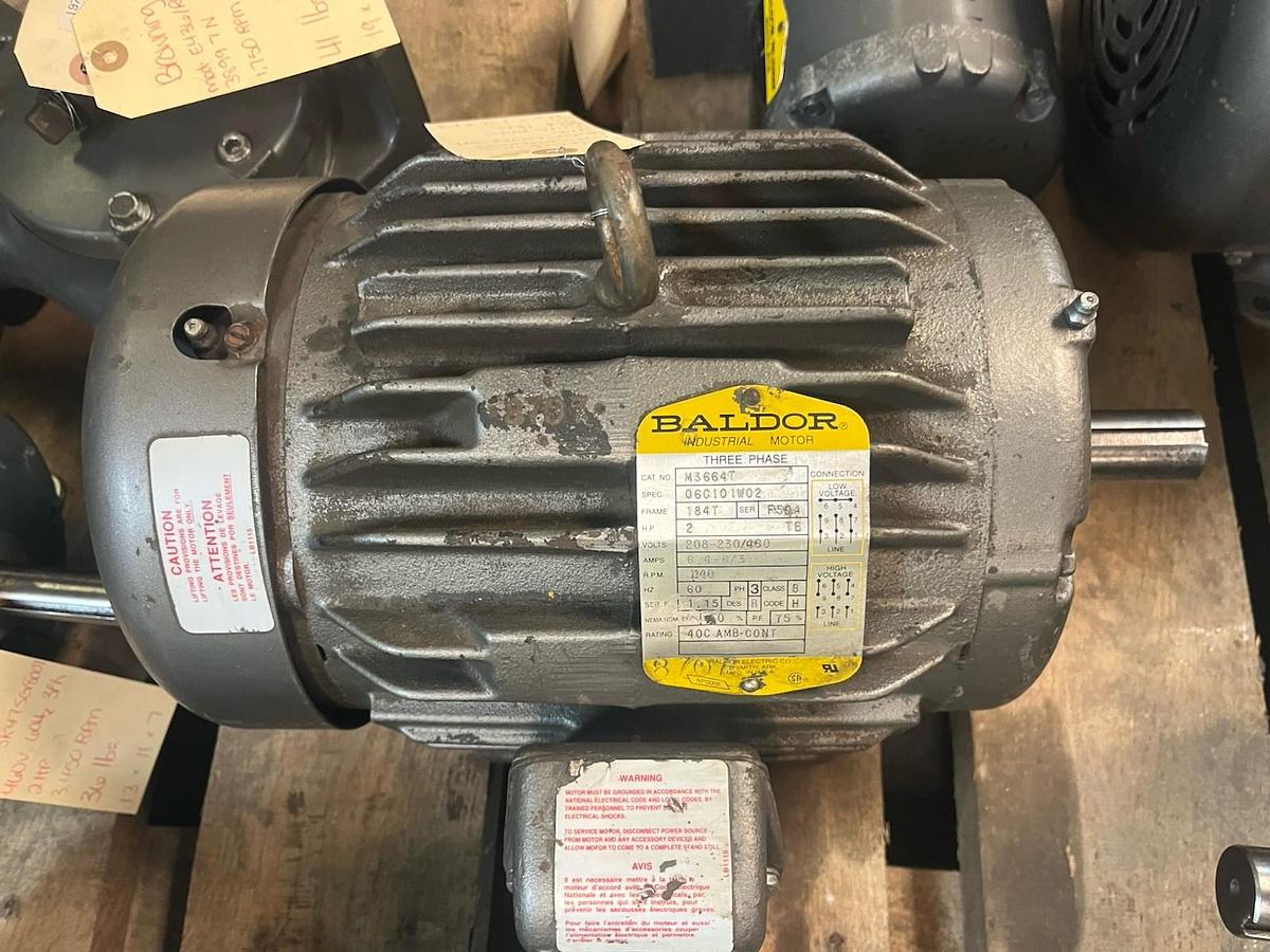 Used BALDOR,M3664T,MOTOR 2HP 1140RPM 184T 3PH