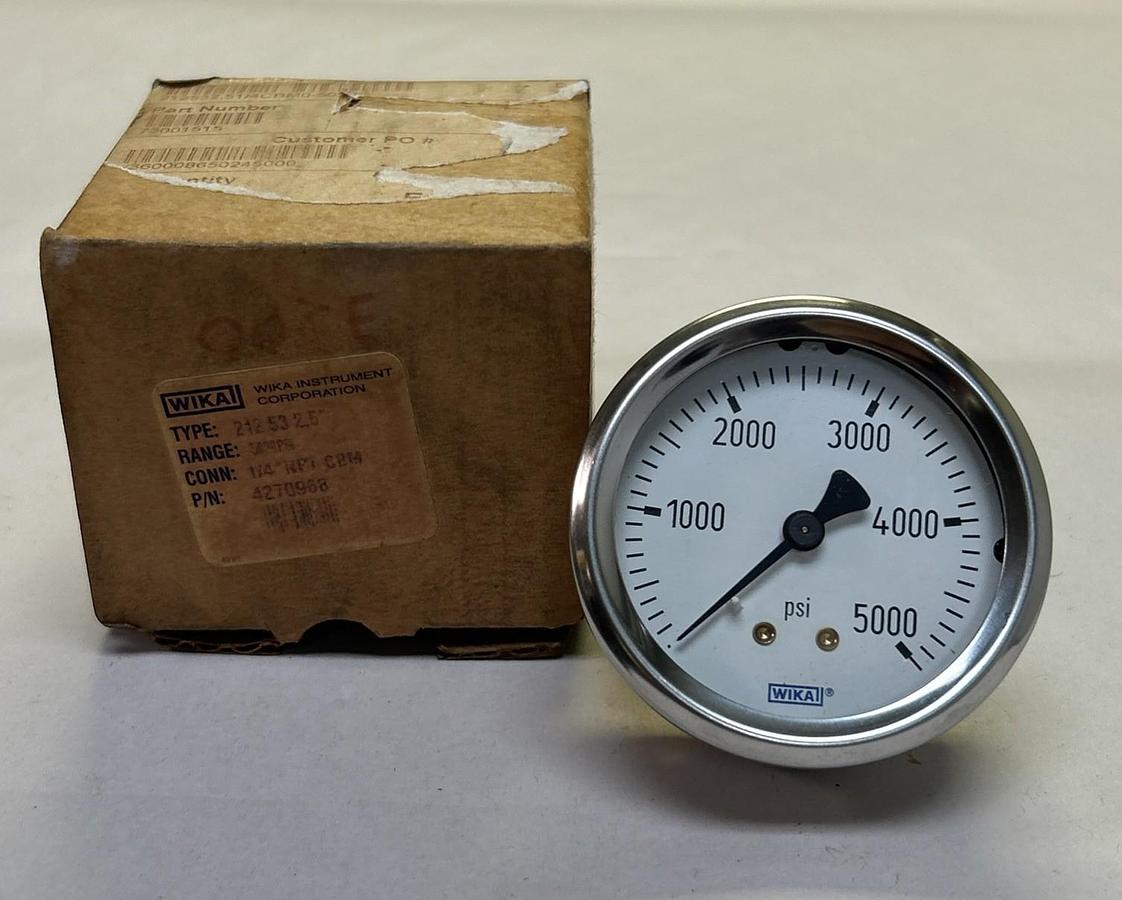 WIKA,21253,PRESSURE GAUGE 2.5INCH 5000PSI 1/4INCH NPT NOS