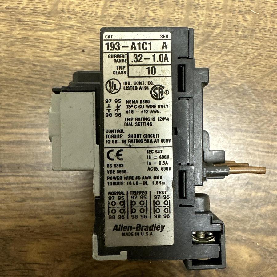 Used Allen Bradley,193-A1C1,Overload Relay