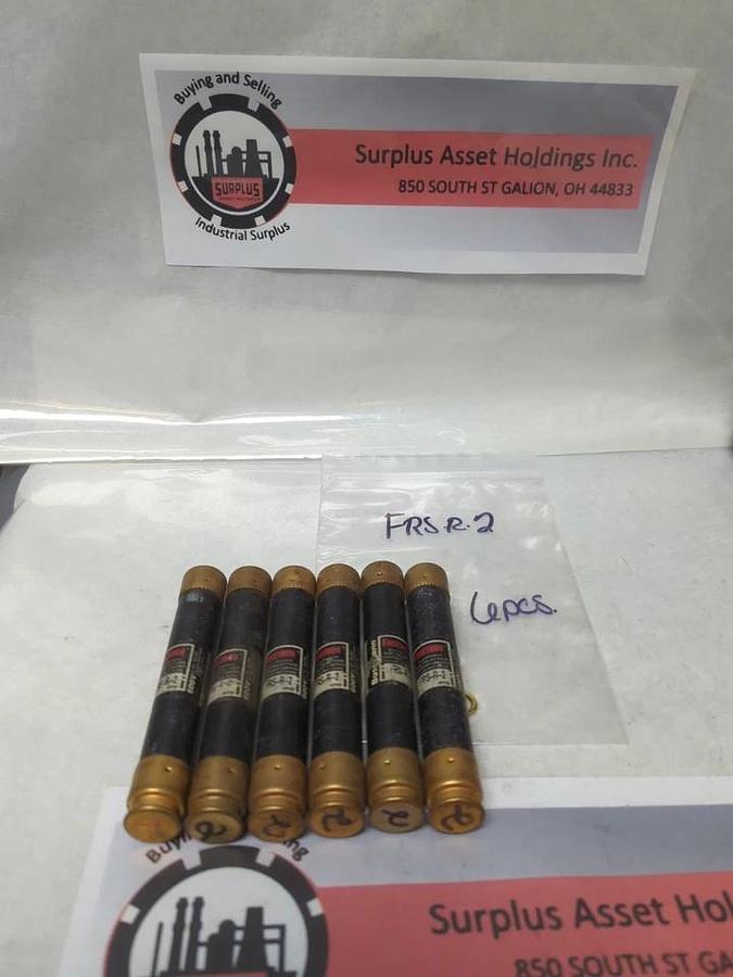 Used COOPER BUSSMANN,FRS-R-2,FUSETRON 2 AMP FUSE LOT OF 6 PRE-OWNED