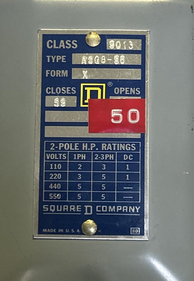 Used SQUARE D,9013-ASG8-S6,PRESSURE SWITCH