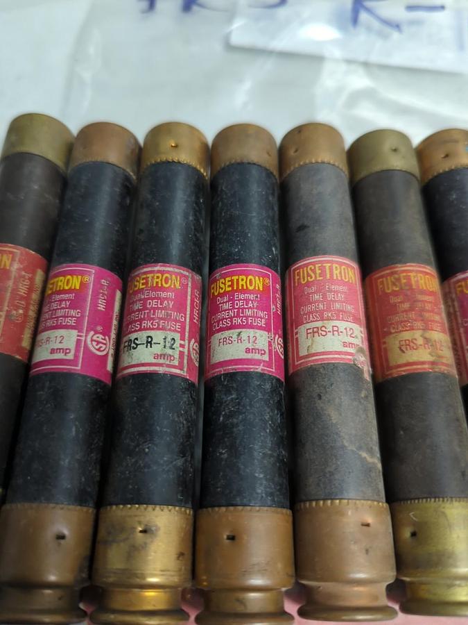 Used COOPER BUSSMANN,FRS-R-12,FUSETRON 12 AMP FUSE LOT OF 10 PRE-OWNED