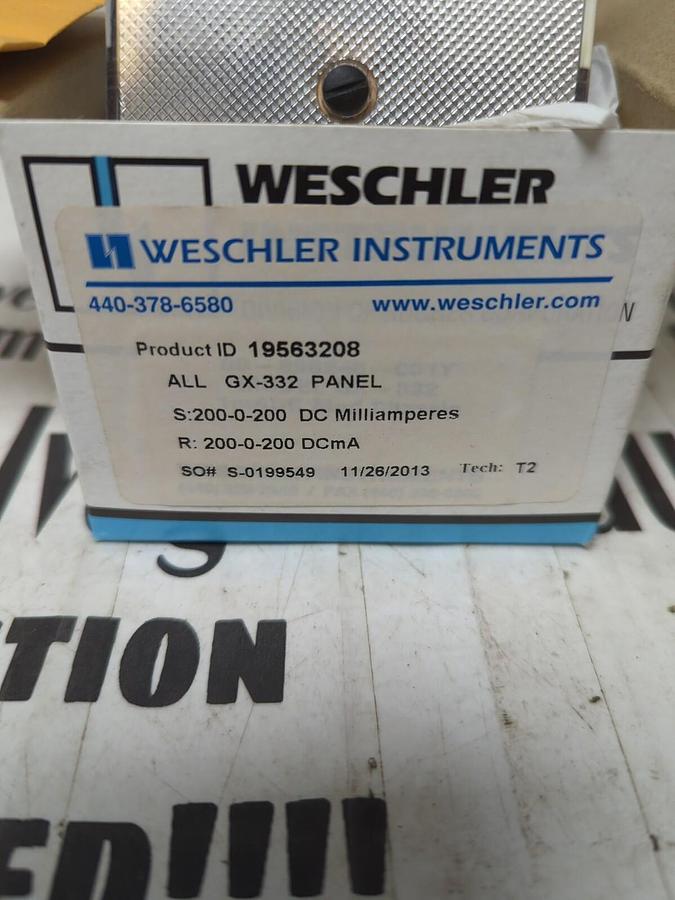 WESCHLER,19563208 ALL GX-332 S: 200-0-200 DC mA R: 200-0-200 DCmA,PANEL METER
