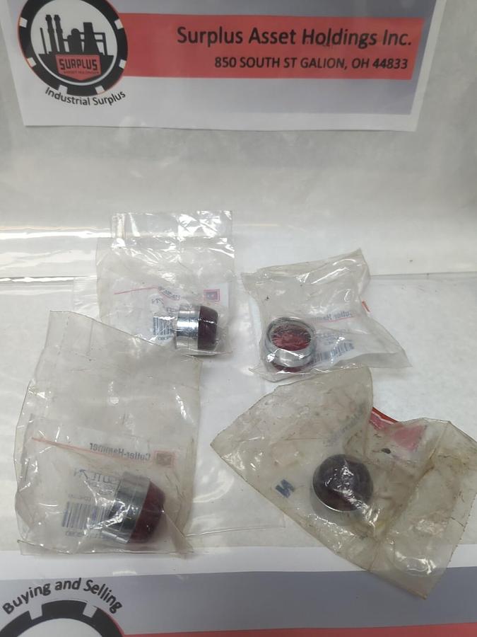 CUTLER-HAMMER,10250TC7N,RED GLASS LENS SERIES A LOT OF 4 NEW