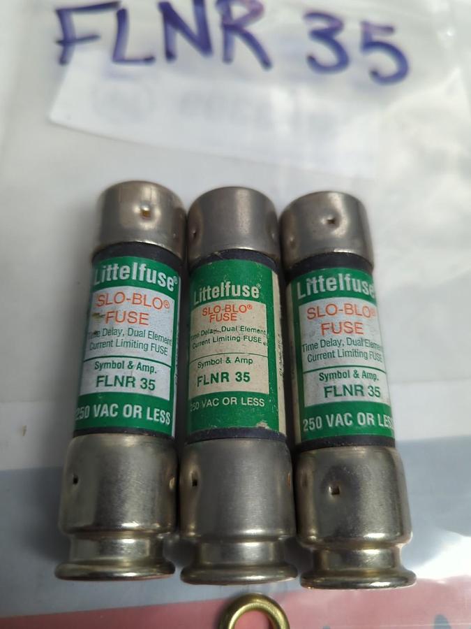 Used LITTELFUSE,FLNR-35,POWR-GARD 35 AMP FUSE LOT OF 3 PRE-OWNED