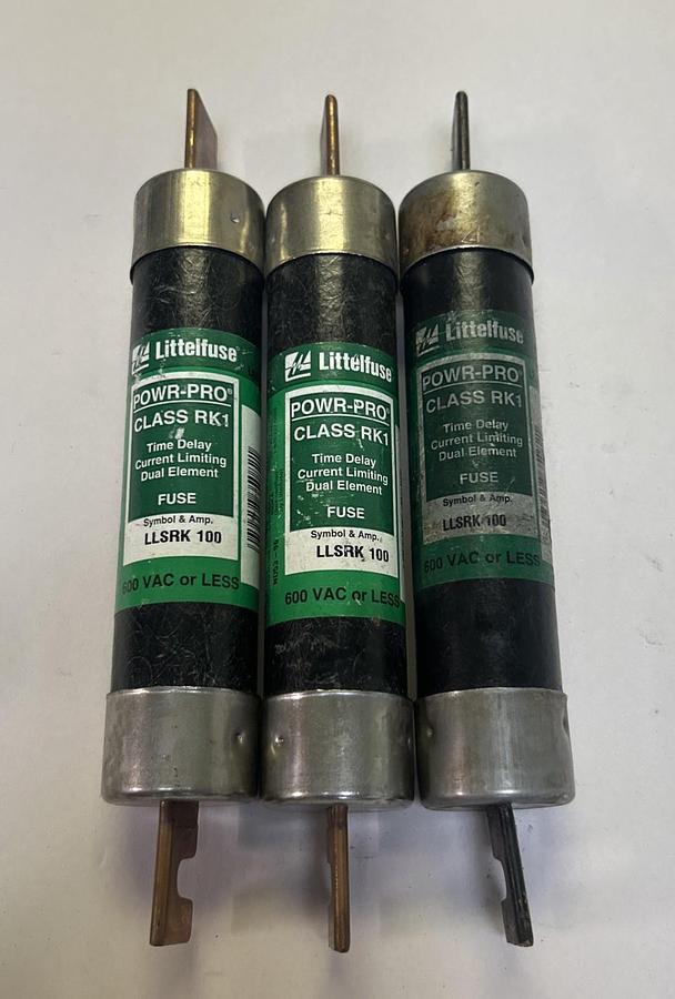 Used LITTELFUSE,LLSRK100,FUSE 100A 600V LOT OF 3