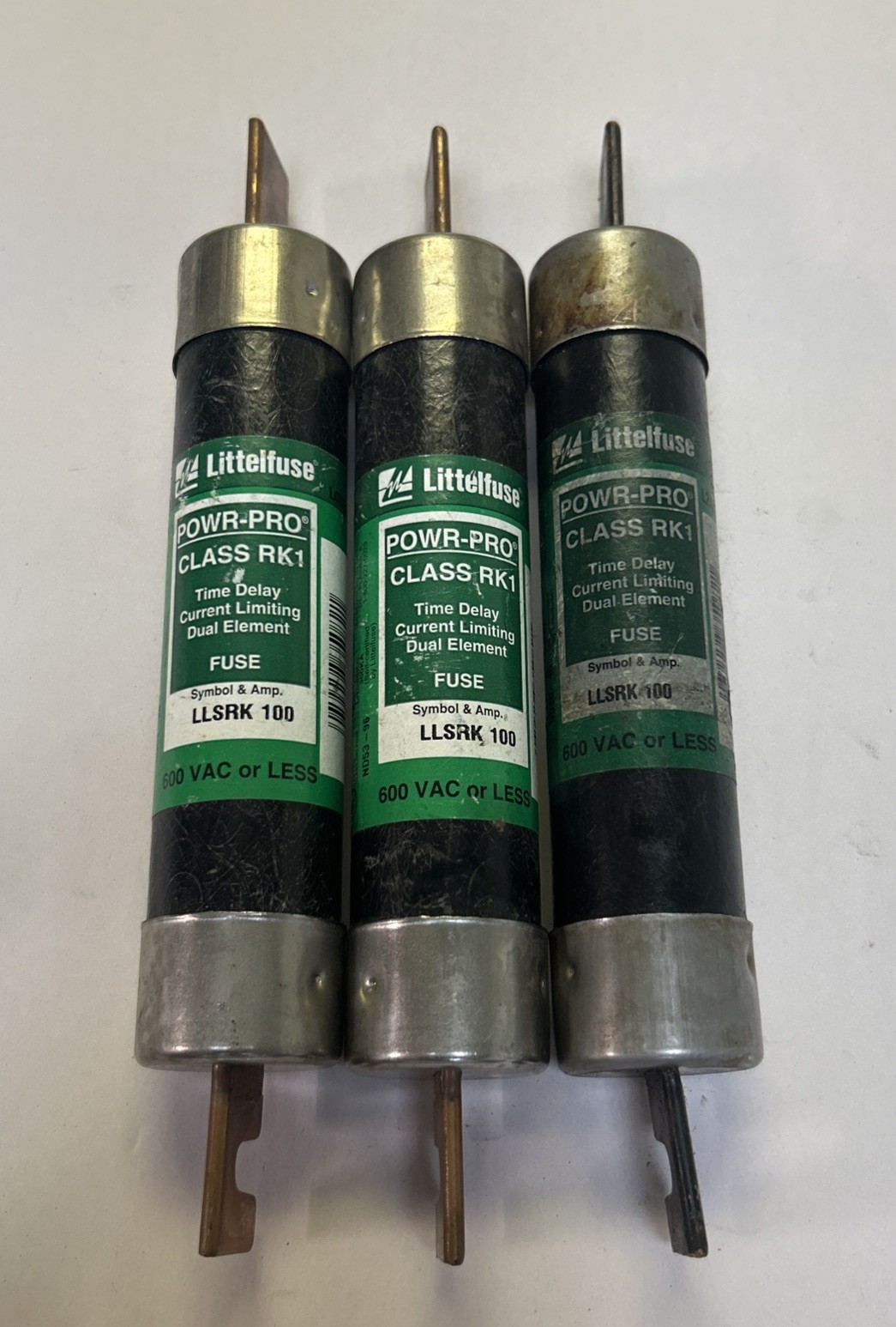 Used LITTELFUSE,LLSRK100,FUSE 100A 600V LOT OF 3