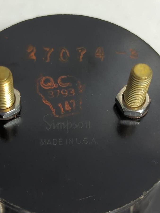 Used SIMPSONFS 5AAC,PRESSURE GAUGE 0-600 AC AMPRERES PRE-OWNED