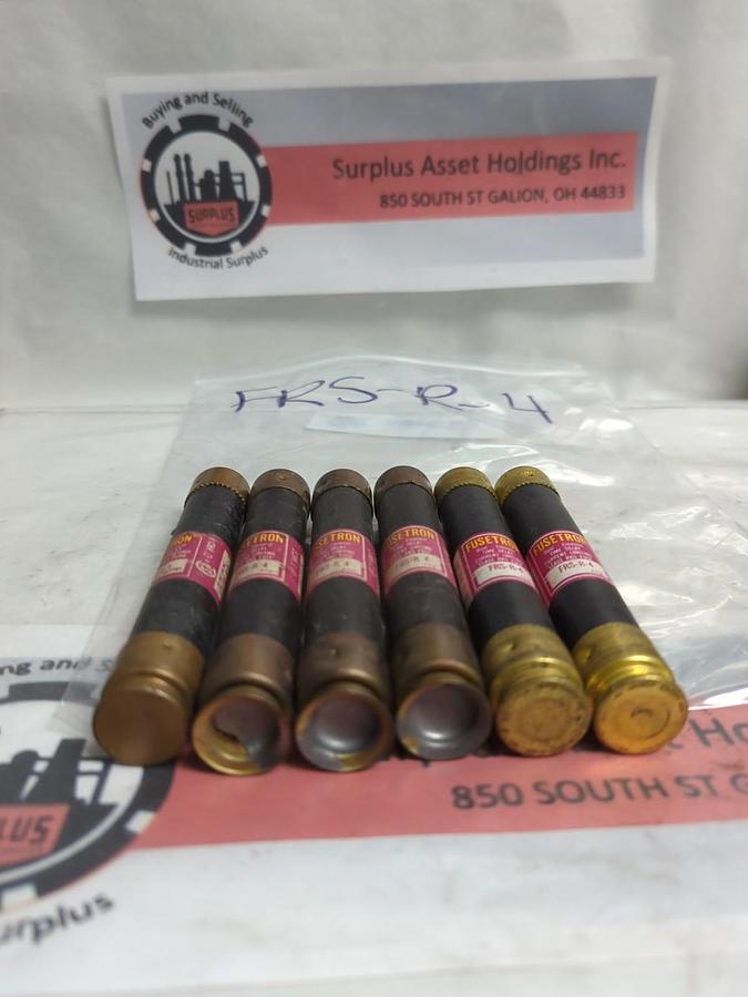 Used COOPER BUSSMANN,FRS-R-4,FUSETRON 4 AMP FUSE LOT OF 6 PRE-OWNED