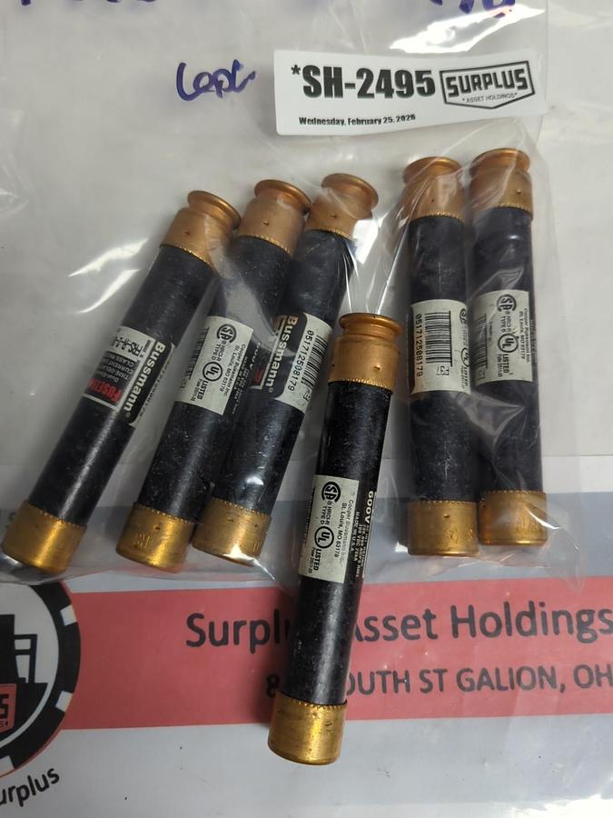 Used COOPER BUSSMANN,FRS-R-2-8/10,FUSETRON 2-8/10 AMP FUSE LOT OF 6 PRE-OWNED