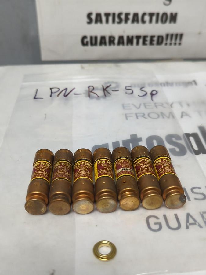 COOPER BUSSMANN,LPN-RK-5SP,LOW-PEAK 5 AMP FUSE LOT OF 7 NOS